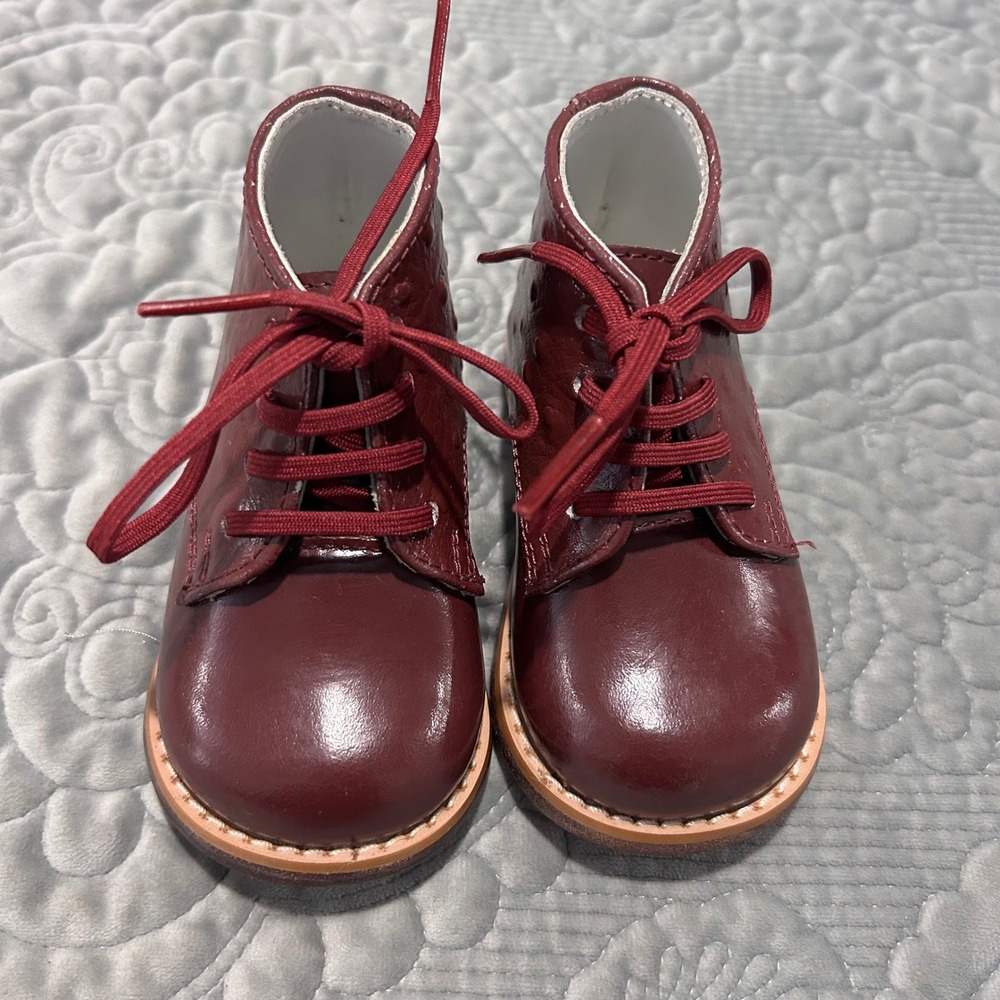 Josmo Walker Burgundy Leather Ostrich Print High Top Walking Boots 8190 PO 4.5
